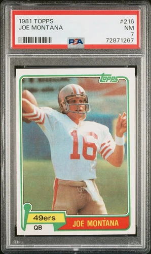 1981 Topps #216 Joe Montana RC Rookie PSA 7 NM Near Mint
