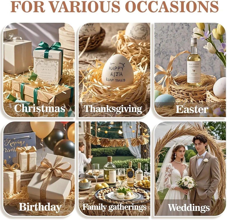 Cinta de rafia natural - 3 piezas pajita de rafia para ramos de floristería decoración hilo  Foto 3 de 4