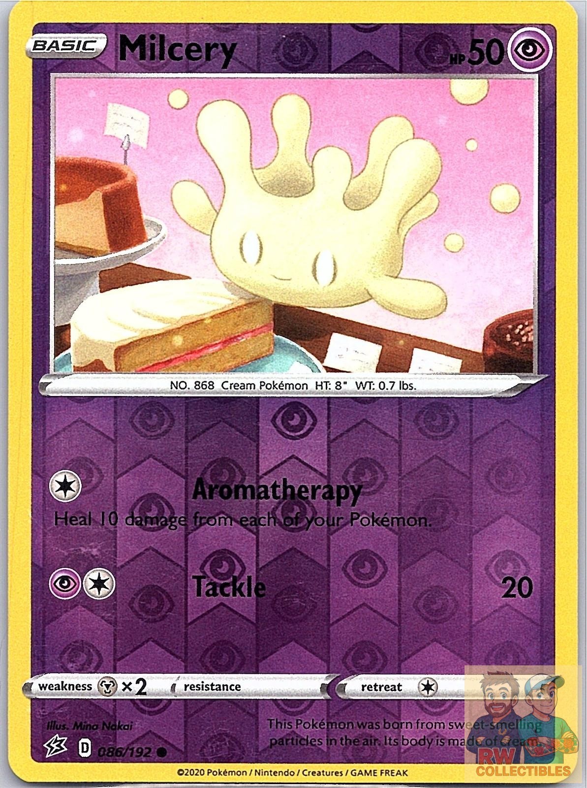 Milcery 086/192 Common Rebel Clash Pokemon Reverse Holo Lightly Played