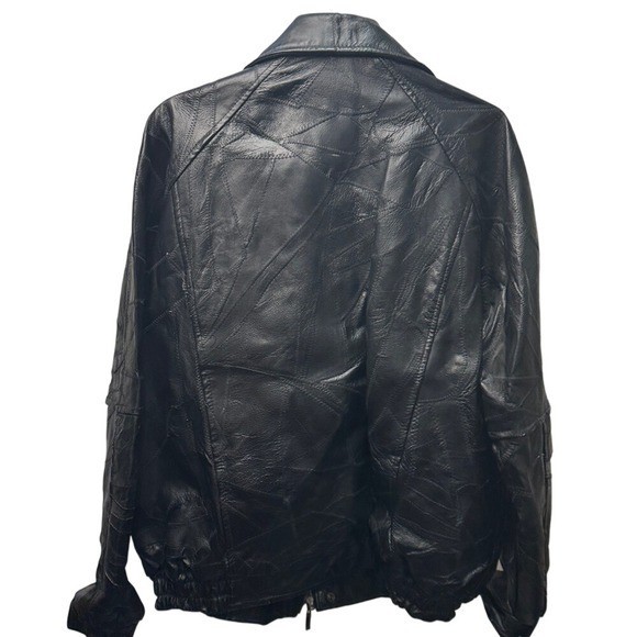 American Unique Mens Black Patchwork Genuine Leat… - image 2