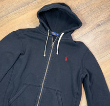 Polo Ralph Lauren Mens Black Full Zip Hoodie Red Pony Logo Size M Sweatshirt
