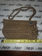 The Sak Brown Crochet Shoulder Bag Knit Design With Tassel Boho