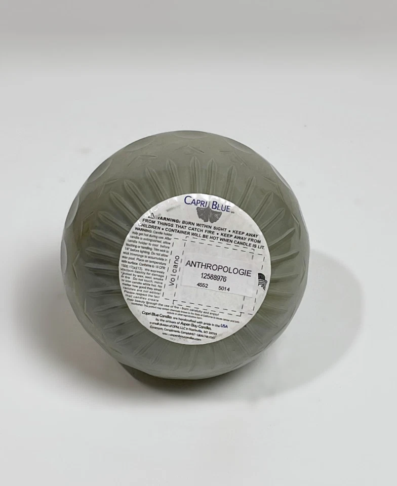 Anthropologie Capri蓝色火山蜡烛,透明玻璃黄铜盖 — 第 4/4 张图片