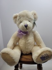 Russ Anya Edible Arrangements Bear White Plush Lavender Bow 2007 12inch Sitter