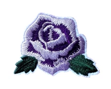 IRON ON PATCH APPLIQUE - shade of violet Rose Flower 1+7/8 x 1+1/2 inch