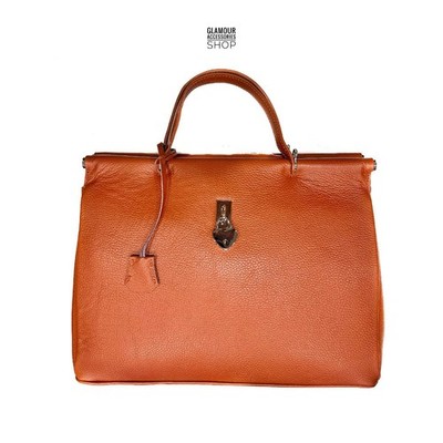 Damen Echt Leder Handtasche Doppelgriff MADE IN ITALY Dolly