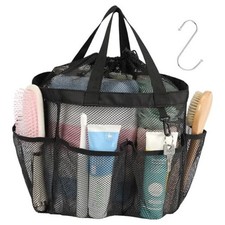 Mesh Shower Caddy Portable with Drawstring - Large 8 Black with Drawstring