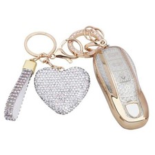 Compatible with Porsche key fob cover Compatible with Porsche A J4 Gold Clear