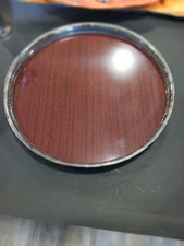 Cresent Formica Vintage MCM Serving tray With Footed Silver Plate Trim 