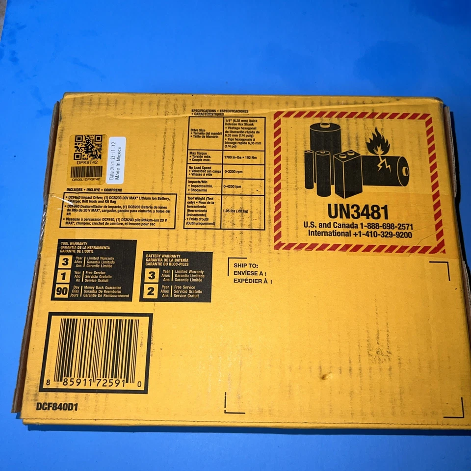 DEWALT 20V MAX Brushless Cordless 1/4 in Impact Driver Kit - Model DCF840D1/NEW - Image 3 of 3