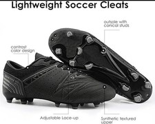 DREAM PAIRS Men's Cleats Football Boots Soccer Shoes UK-9.5 Black Dark Grey
