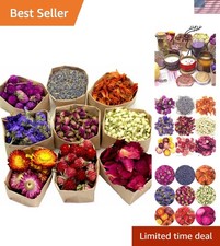 100 Natural Dried Flowers - 9 Varieties for DIY Candle and Bath Bomb Crafts