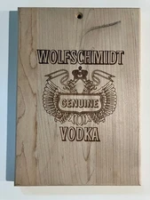 Wolfschmidt Vodka Wooden Advertising Sign, 7 x 10"