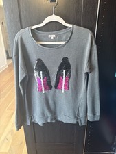 Juicy Couture Women's Gray Sequin High Heels Pullover Sweatshirt