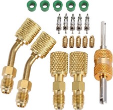 Mini Split System Brass Charging Adapter 5/16 to 1/4 Inch HVAC Refrigeration