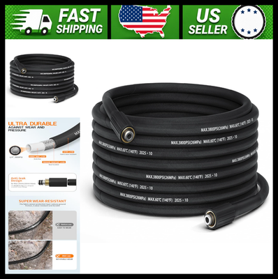#ad Pressure Washer Hose 50ft 1 4quot; Flexible Kink Resistant 3800 PSI $86.99