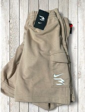 Boys Nike 3 Brand Tan Sweat Shorts Size Large NWT