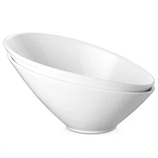 23 OZ Slanted Salad Bowls of 2 Packs - 9.5" Angled Serving Bowls for Salad, F...