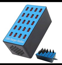 Multi 20 Port USB Charging Station Hub Wall Cell Phone Pad Charger Organizer NEW