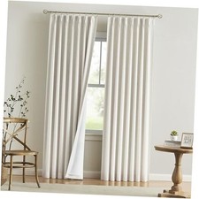 Pinch Pleated Full Blackout Curtains Linen 40"W x 108"L Pack of 2 Natural