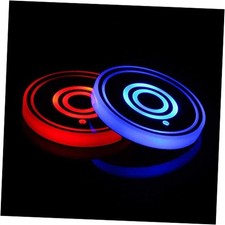 LED Car Cup Holder Lights, 7 Colors Changing USB Charging Mat Style 2