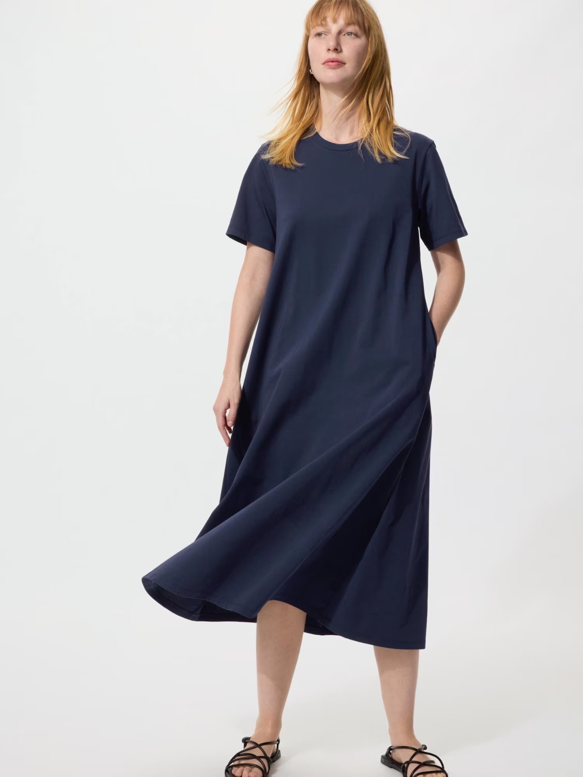 UNIQLO AIRism Cotton T-Shirt Dress S-3XL Short-Sleeve A-Line Women 483986 NWT