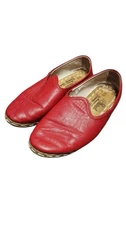 Sabah Felli Red Leather Slip-On Shoes Women’s 37 (6.5 US) Handmade in Turkey