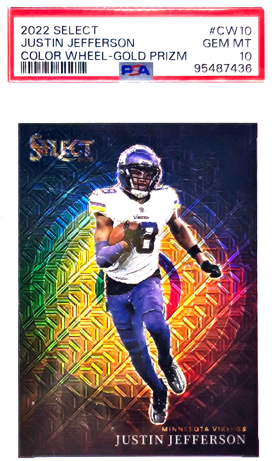 2022 Select. Justin Jefferson - Color Wheel- Gold Prizm 02/10 PSA 10!!!!
