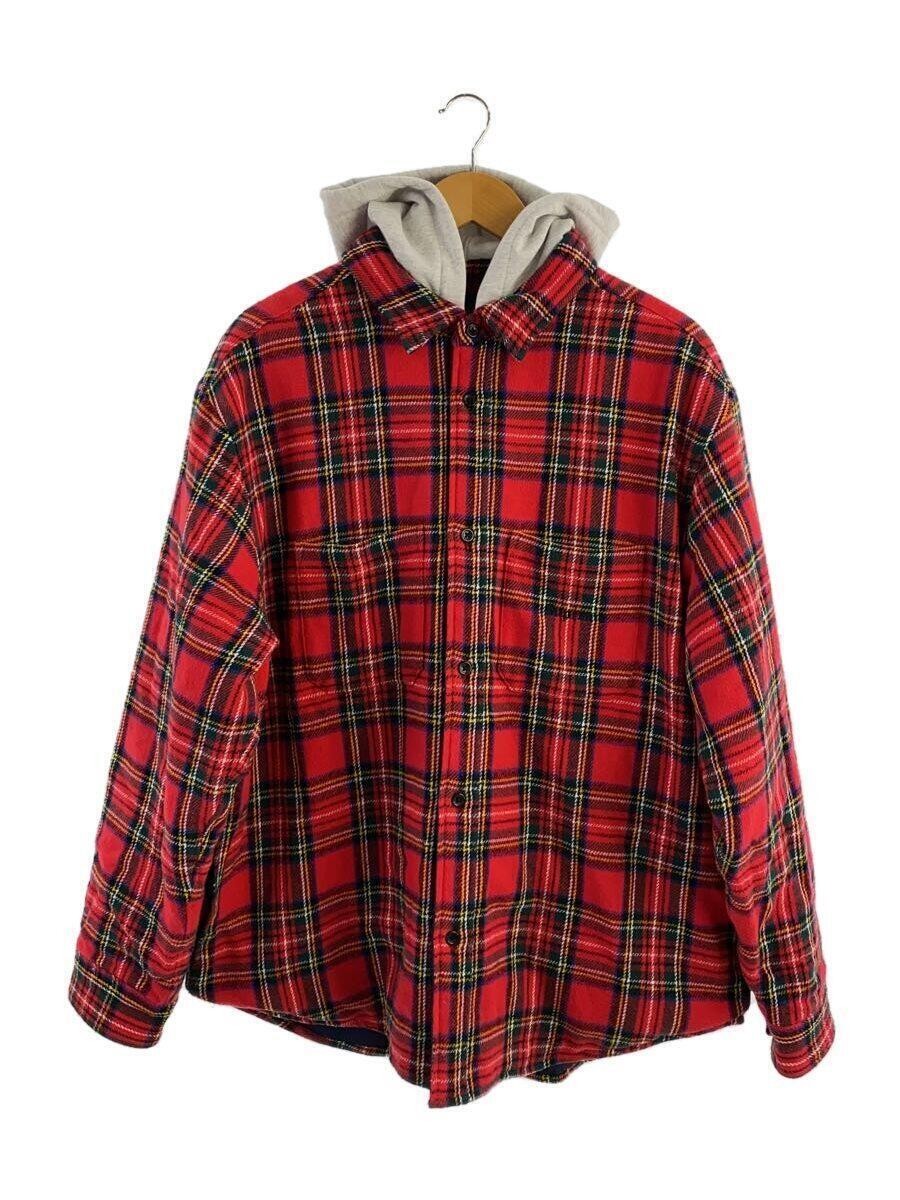 Supreme 23AW Tartan Flannel Hooded Shirt Jacket L Cotton RED