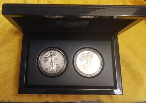 2012 S REVERSE PROOF SILVER EAGLE 2 COIN SAN FRANCISCO SET OGP/COA