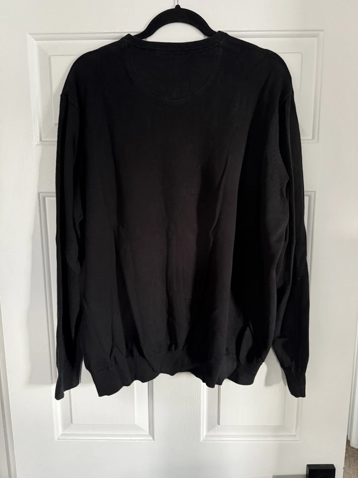 Suéter Pullover Tejido Algodón Manga Larga Cuello Redondo Negro Lacoste Para Hombre Talla XL Foto 2 de 3