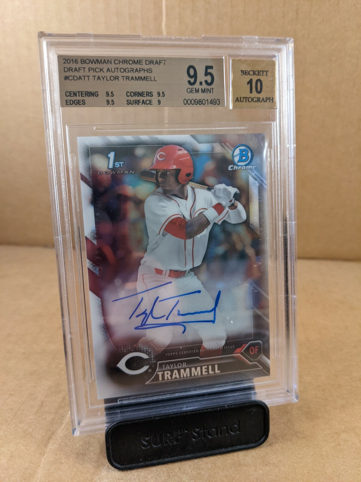 2016 Bowman Chrome Draft Auto, Taylor Trammell, BGS 9.5