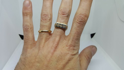 Anillo de Hombre En Oro Amarillo y Blanco 18KT con Circonitas 5,4 Gramos N. 23 ( - Imagen 8 de 10