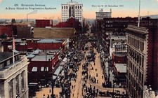 Spokane WA Riverside Avenue Downtown c1911 Masonic Temple Vtg Postcard C26