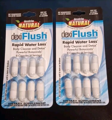 Dexi Flush Dexatrim Natural Rapid Water Loss Body Cleanse & Detox Pills 2 Pack