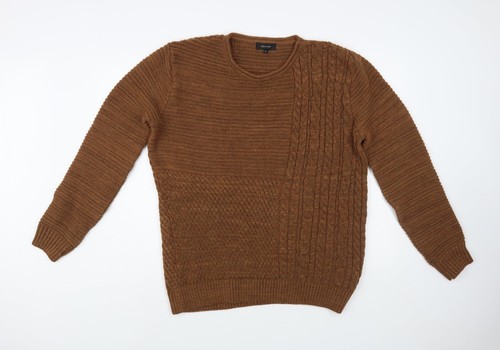 River Island Herren Pullover braun Rundhals Acrylmischung Größe XL