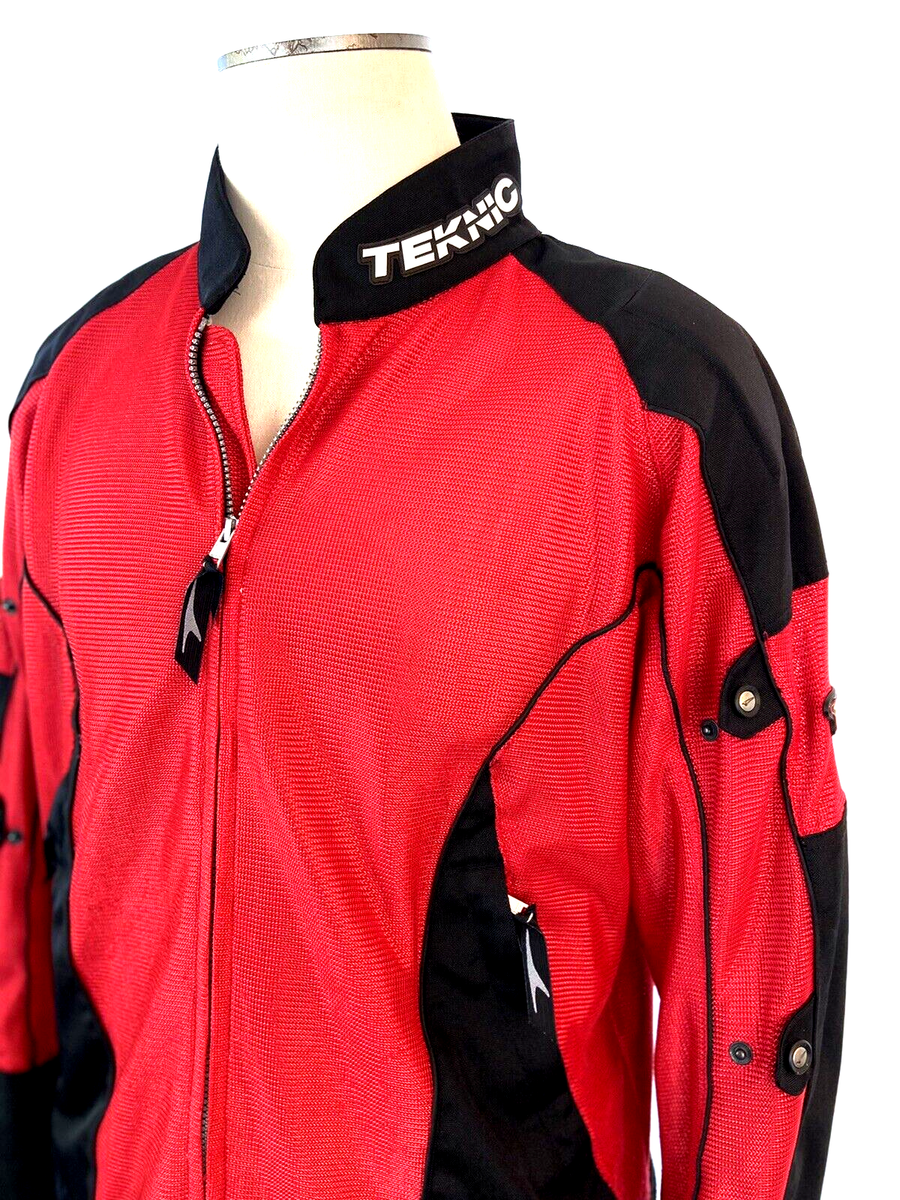 TEKNIC Motorcycle Jacket Men's 46/56 Red/Black Full Zip Supervent