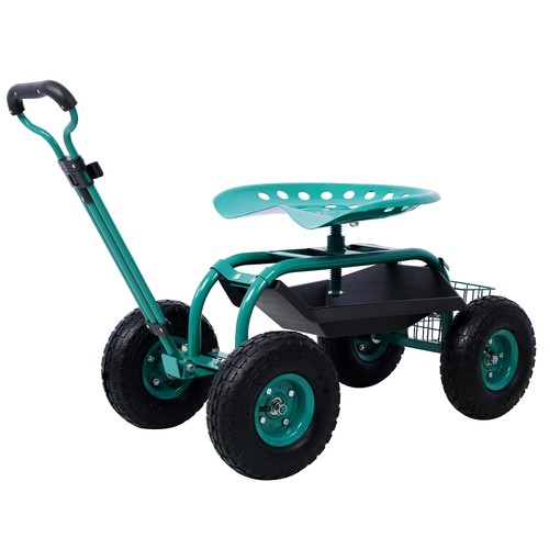 Sedile carrello da giardino scooter esterno con vassoio attrezzi 360 sedili girevoli regolabile - Foto 18 di 35