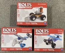 Bolts by Meccano Lot of 3 Sets Plane Bulldozer Helicopter Building Toys