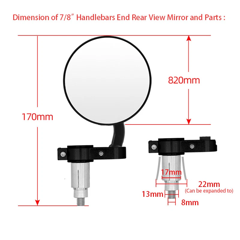 2 черных торцевых зеркала на руль мотоцикла 7/8 дюйма для Honda CM250C CM400T CM450A - Изображение 2 из 4