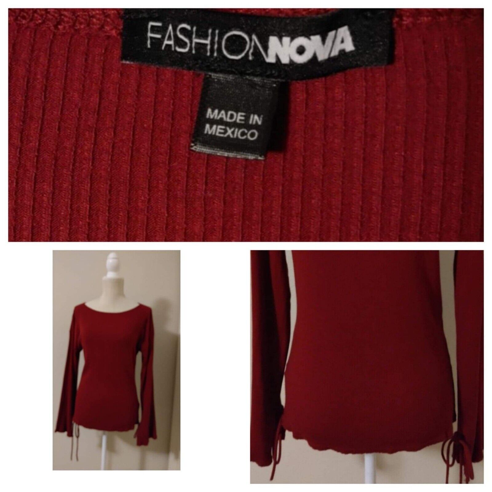 Fashion Nova Women's Long Tie Sleeve Ribbed Sweat… - image 1