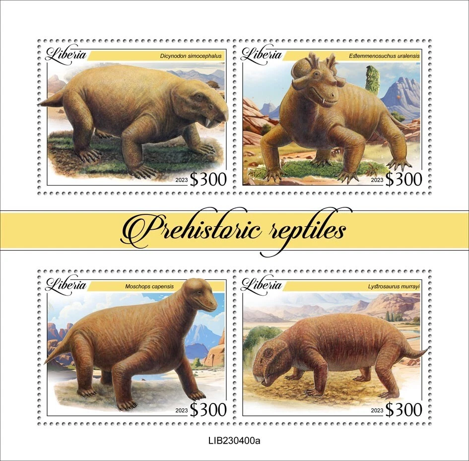 Prehistoric Reptiles MNH Stamps 2023 Liberia M/S - Image 1 of 1