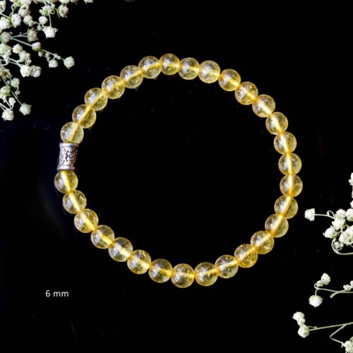 Cristal de méditation citrine 6 mm bracelet perles pierre précieuse chakra équilibrant quartz - Photo 1/6