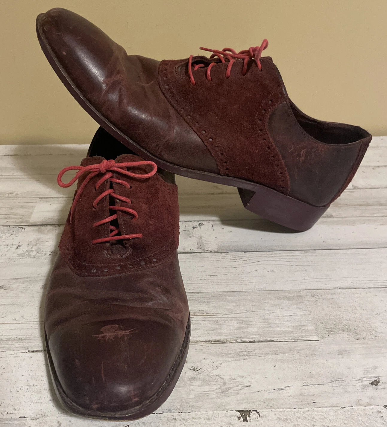 Scarpe eleganti Cole Haan NikeAir da uomo C09917 rosso bordeaux in pelle e camoscio taglia 11M