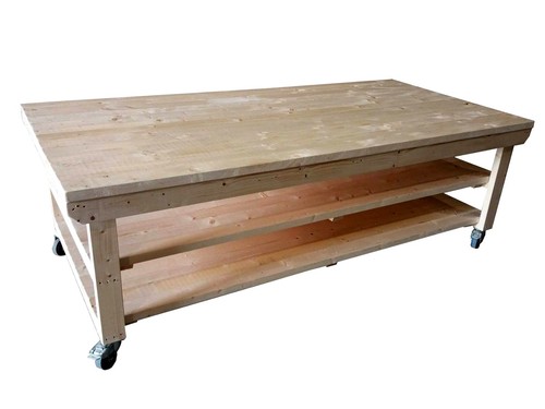 Wooden Work Bench With Wheels 3ft - 4ft 