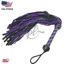 Real Genuine Cow Hide Suede Leather Flogger Falls 36 Purple & Black Heavy Duty