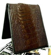 Genuine Ostrich Leather Mens Bifold Leg Skin Women Wallet ID Cards Men Bags Gift