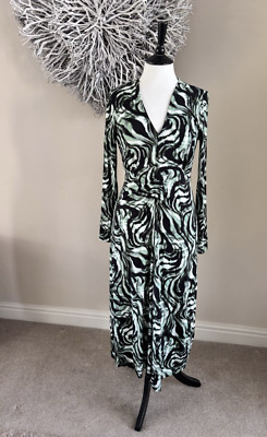 BNWT rrp £79.99 .. SOAKED in LUXURY  Green Swirl V Neck Midi 'Hanadi' Dress M