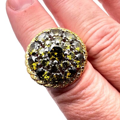 Nachlass Vintage Karis grüner Edelstein Sterling Silber 925 Statement Ring Gr. 8
