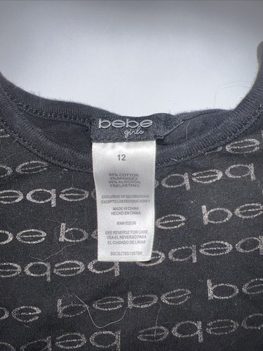 Bebe Girls Sleeveless Romper Black With Gold Bebe Writing Size 12 - Picture 2 of 6